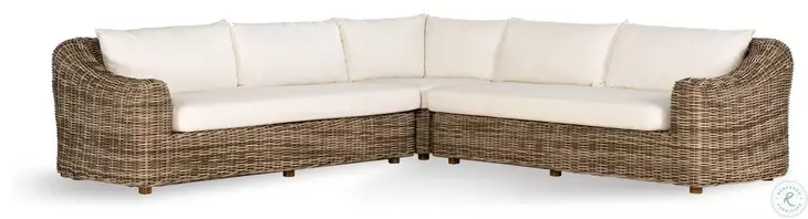 Messina Chunky Sand Woven Outdoor 3 Piece Sectional