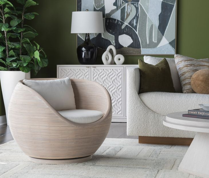 Solimar White Upholstered Swivel Chair