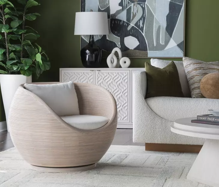 Solimar White Upholstered Swivel Chair