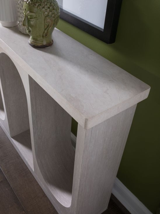 Solimar White Oak Rectangular Marble Top Console Table