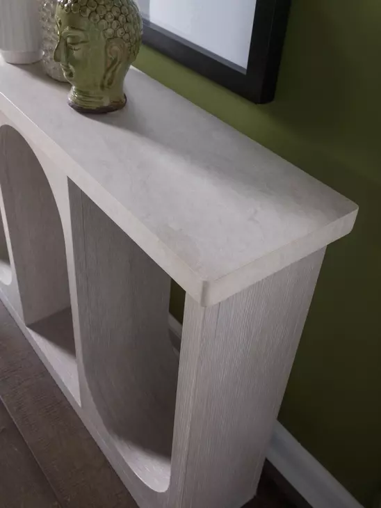 Solimar White Oak Rectangular Marble Top Console Table
