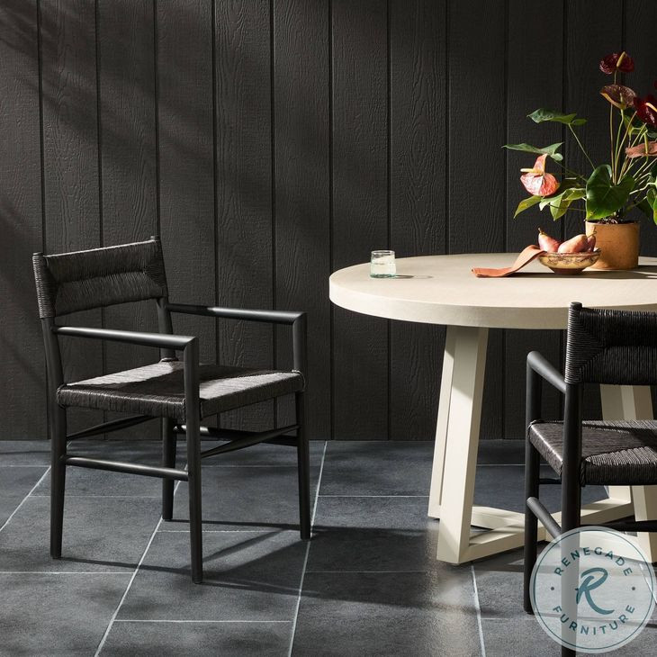 Lomas Black Teak Outdoor Dining Armchair