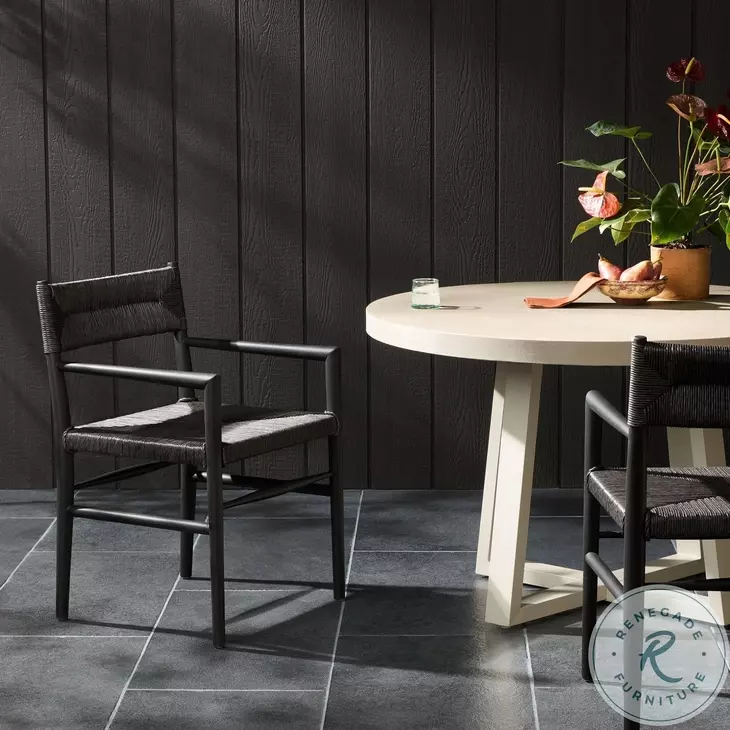 Lomas Black Teak Outdoor Dining Armchair