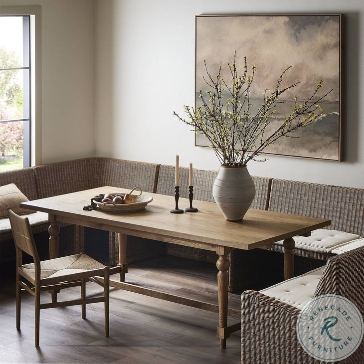 Blinn Worn Oak Veneer 124" Extendable Rectangular Dining Table