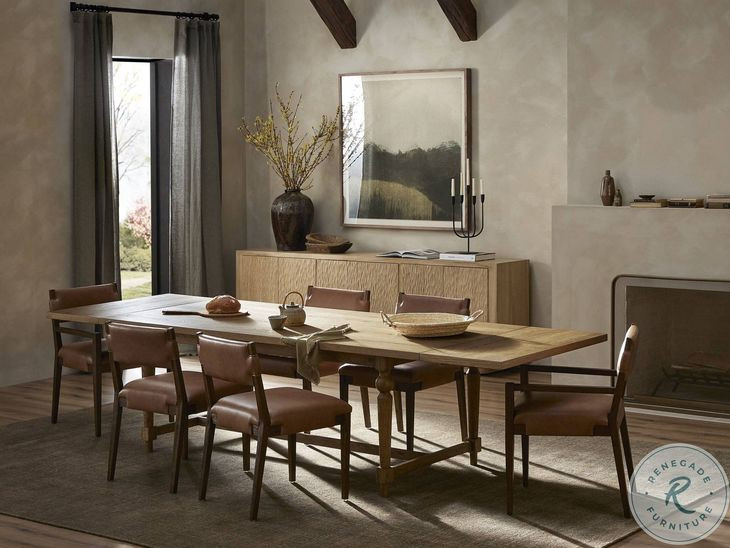 Blinn Worn Oak Veneer Extendable Rectangular Dining Room Set