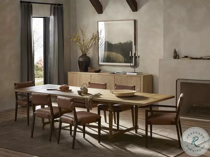 Blinn Worn Oak Veneer Extendable Rectangular Dining Room Set