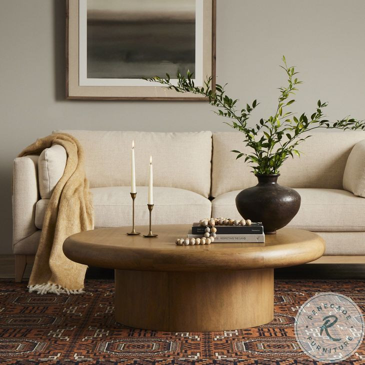 Zach Burnished Parawood Large Round Coffee Table