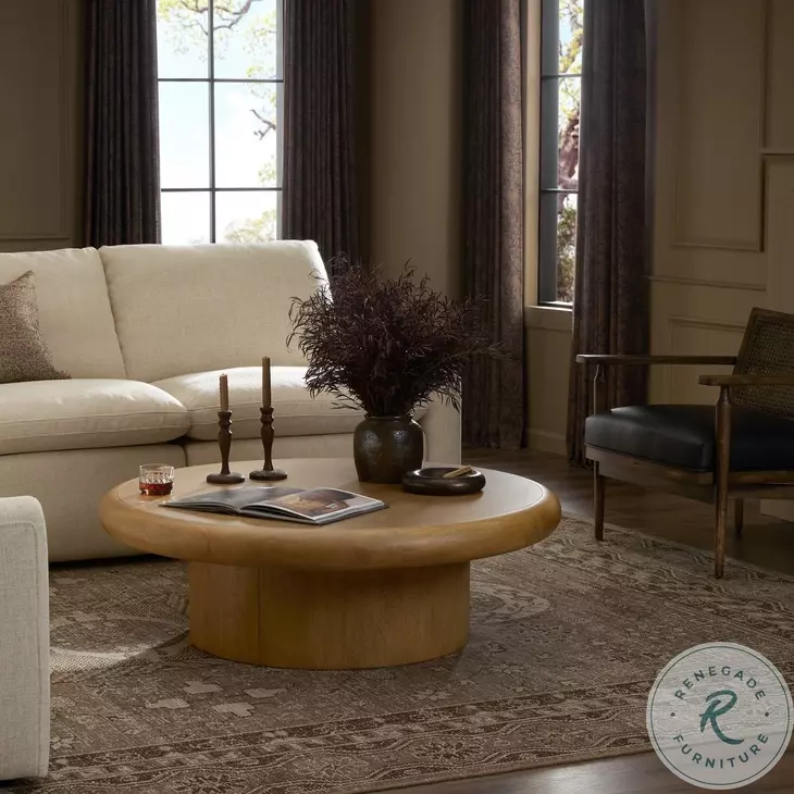 Zach Burnished Parawood Large Round Coffee Table