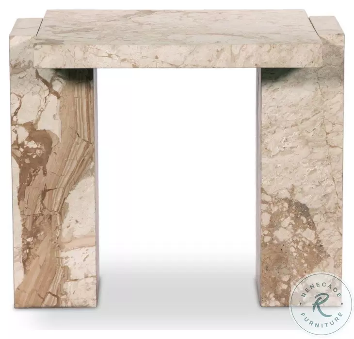 Romano Desert Taupe Marble Rectangular End Table