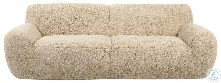 Abide Caramel Faux Sheepskin 96" Sofa