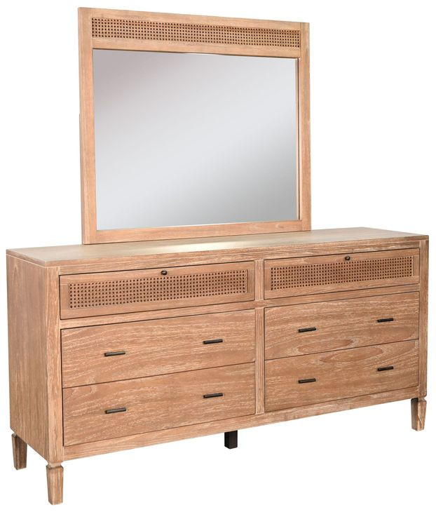 Rectangle A Resser Belinda Oak Grove 6 Drawer Dresser with Rectangular Mirror From Luna ...