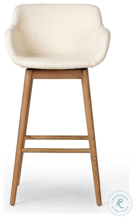 Hannah Kerbey Ivory Performance Fabric Swivel Bar Stool