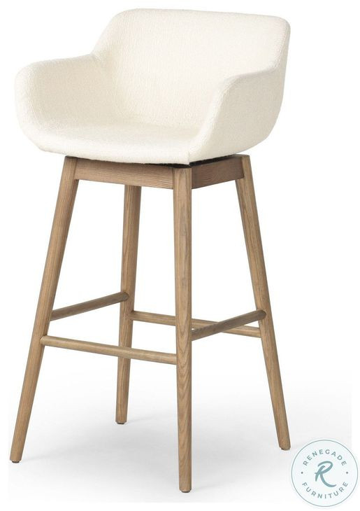 Hannah Kerbey Ivory Performance Fabric Swivel Bar Stool
