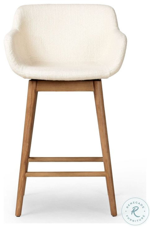 Hannah Kerbey Ivory Performance Fabric Swivel Counter Height Stool