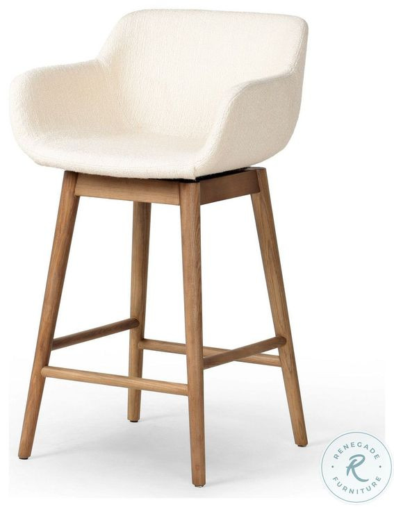 Hannah Kerbey Ivory Performance Fabric Swivel Counter Height Stool