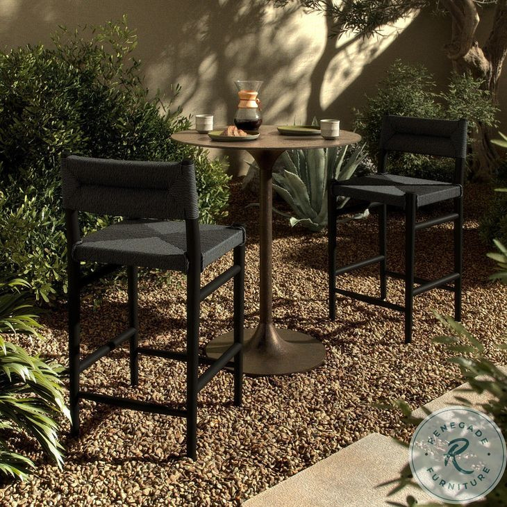 Lomas Vintage Coal Outdoor Counter Height Stool