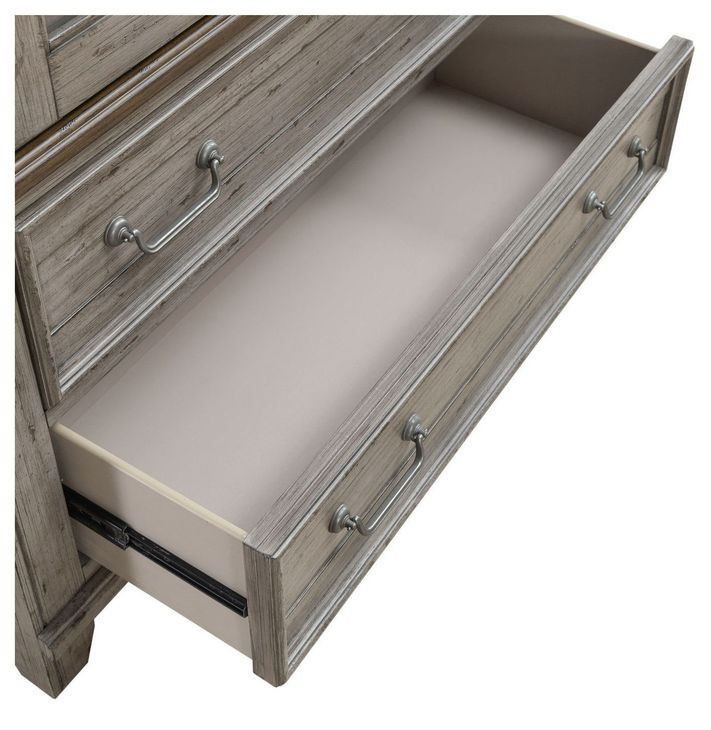 Harbor Place Riverstone Gray and Tobacco 2 Glass Door Curio Cabinet with LED