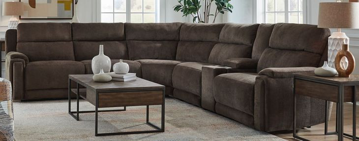 Country Club Chocolate Modular Power Reclining Sectional with USB Charging