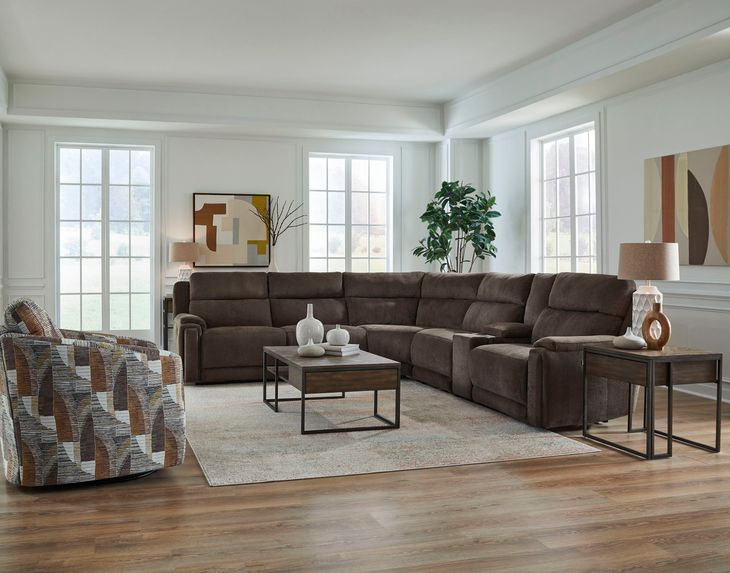 Country Club Chocolate 6 Piece Modular Power Reclining Sectional with USB Charging