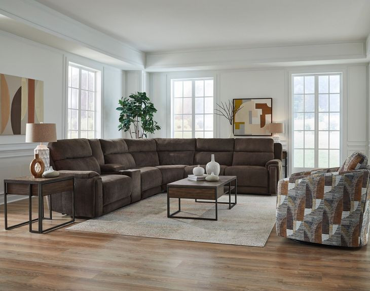 Country Club Chocolate 6 Piece Modular Power Reclining Sectional with USB Charging