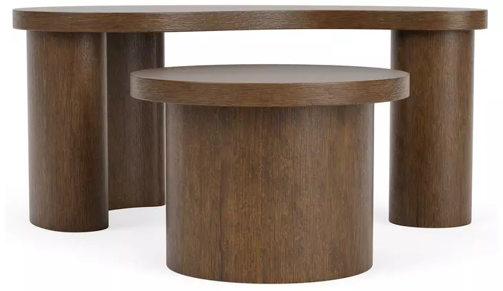 Santa Cruz Whiskey Oak Free Form Bunching Occasional Table Set