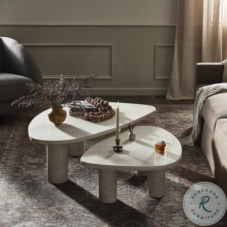Zion Cream Marble Coffee Table Set from Four Hands | Coleman Furniture