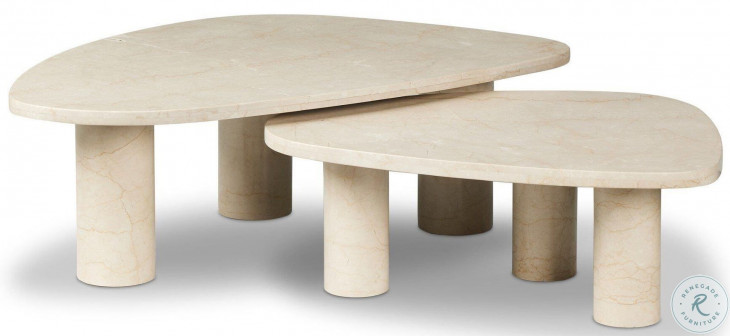Zion Cream Marble Coffee Table Set from Four Hands | Coleman Furniture