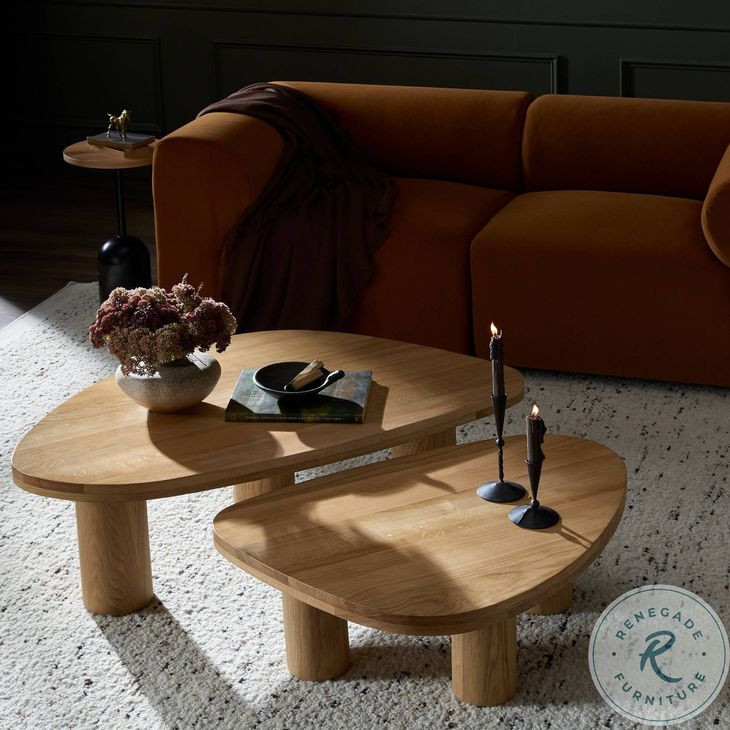 Zion Natural Oak Free Form Nesting Coffee Table Set