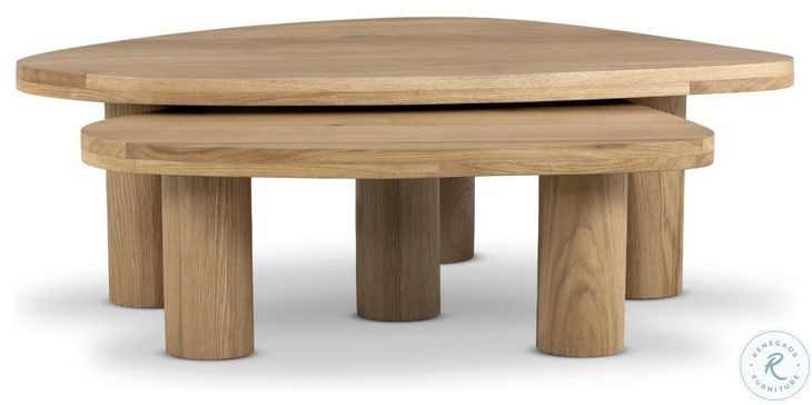 Zion Natural Oak Free Form Nesting Coffee Table Set