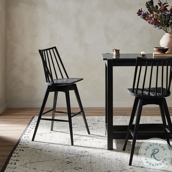 Lewis Black Oak Swivel Counter Height Stool