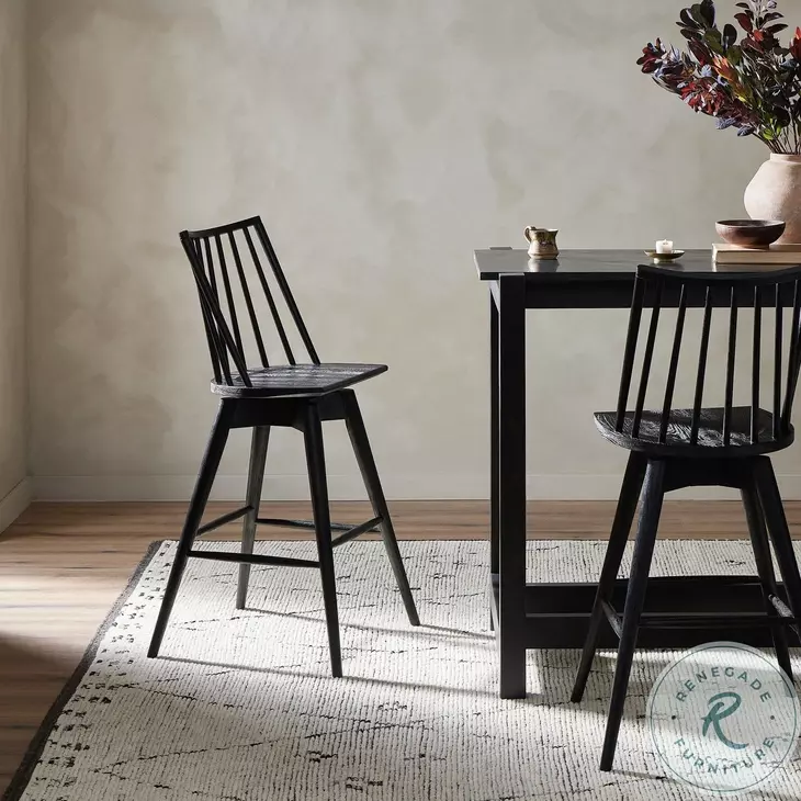 Lewis Black Oak Swivel Counter Height Stool