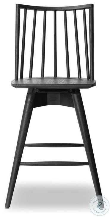Lewis Black Oak Swivel Counter Height Stool