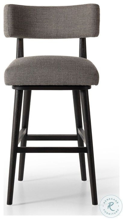 Cardell Alcala Nickel Performance Fabric Swivel Bar Stool