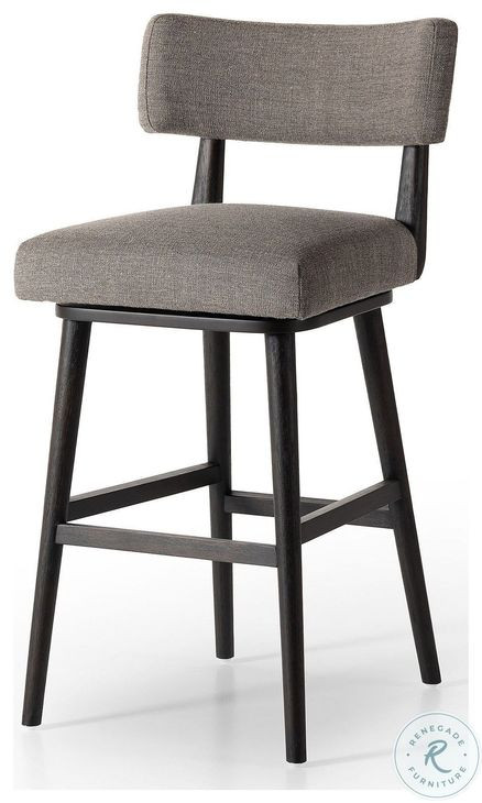 Cardell Alcala Nickel Performance Fabric Swivel Bar Stool
