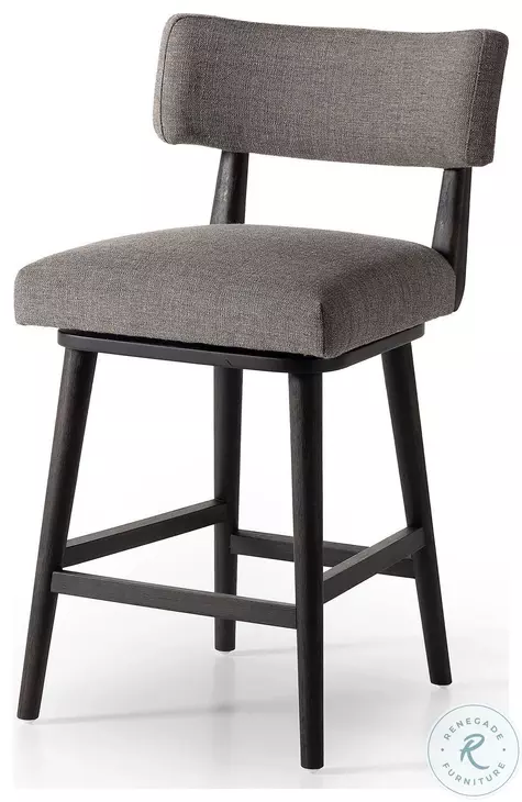 Cardell Alcala Nickel Performance Fabric Swivel Counter Height Stool