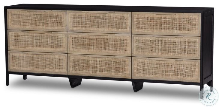 Sydney Black Wash 9 Drawer Dresser