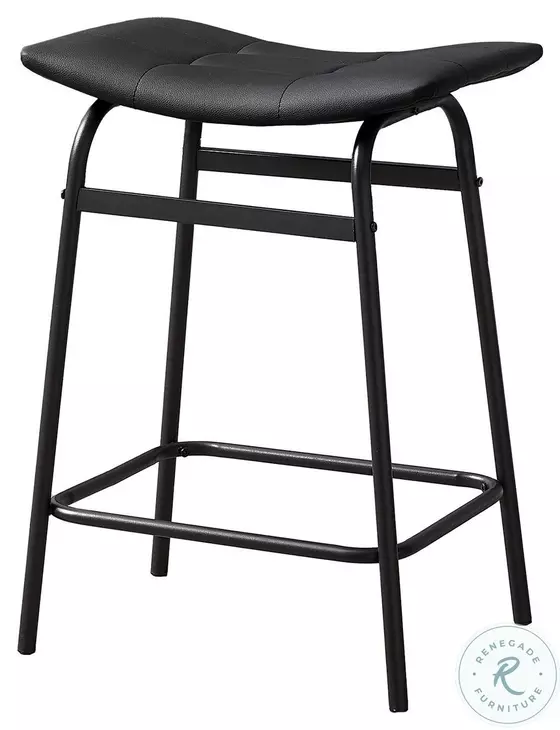 2384 Black Leather Look Bar Stool Set Of 2