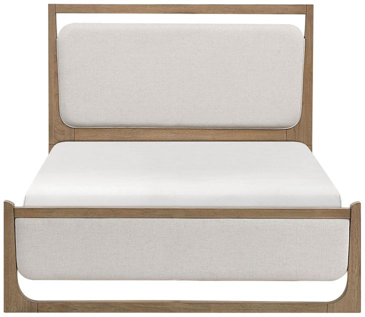Riley Light Brown Queen Upholstered Panel Bed with LED