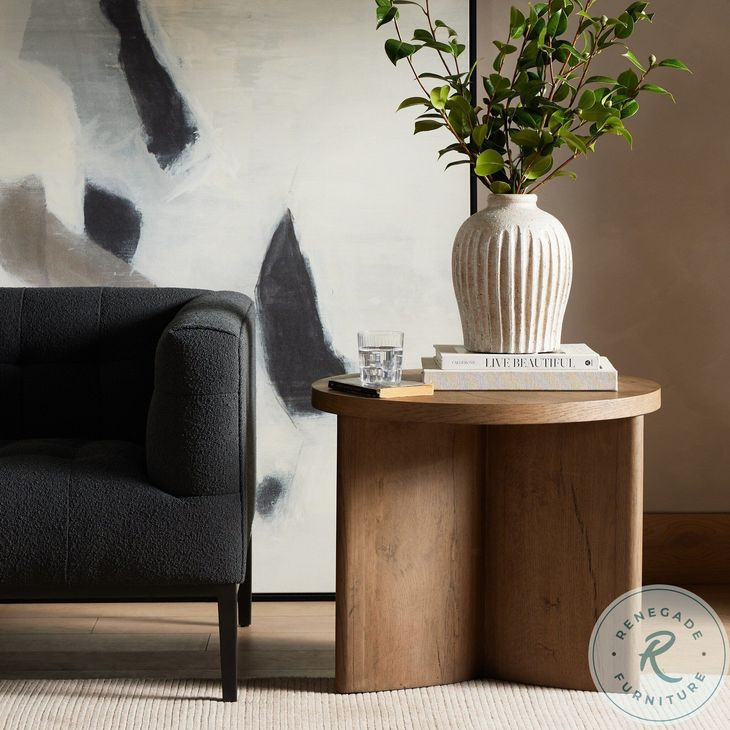 Toli Rustic Grey Veneer Round End Table