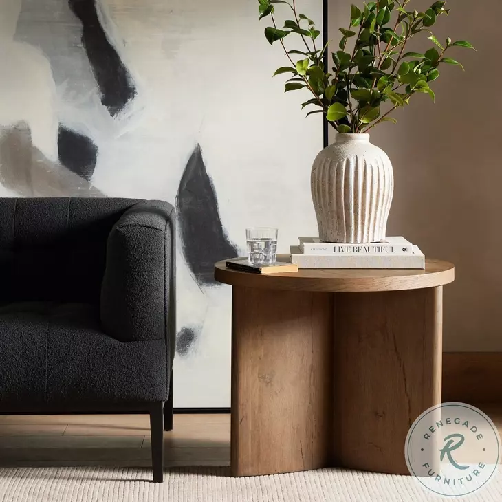 Toli Rustic Grey Veneer Round End Table