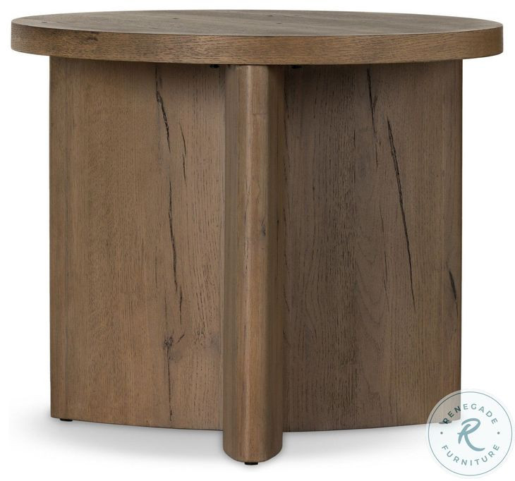 Toli Rustic Grey Veneer Round End Table