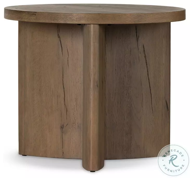 Toli Rustic Grey Veneer Round End Table