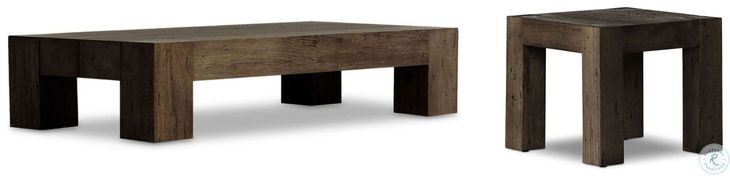 Abaso Ebony Rustic Wormwood Oak Rectangular Occassional Table Set