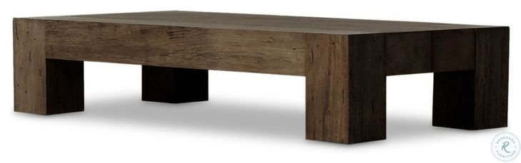 Abaso Ebony Rustic Wormwood Oak Rectangular Coffee Table