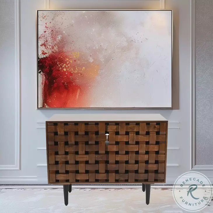 Trent Chestnut 42" Woven Front Accent Cabinet