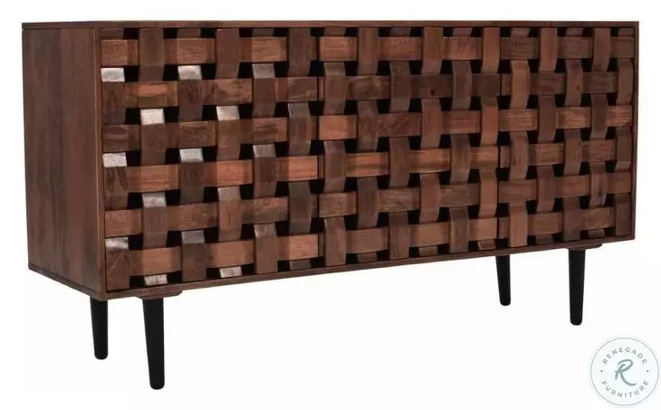 Trent Chestnut 60" Woven Front Accent Cabinet