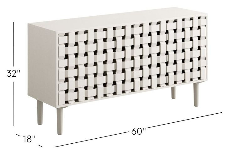 Trent Black 60" Woven Front Accent Cabinet