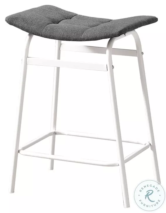 2387 Grey Fabric And White Metal Counter Height Stool Set Of 2