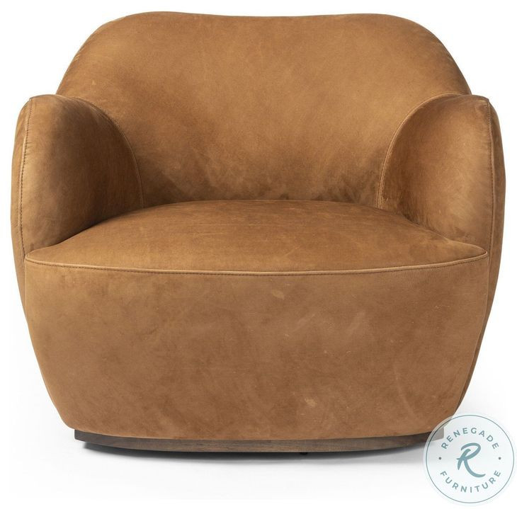 Julius Nubuck Cognac Swivel Chair