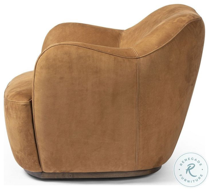 ボルシー·ジュビリー ジャンク Julius Nubuck Cognac Swivel Chair | Coleman Furniture